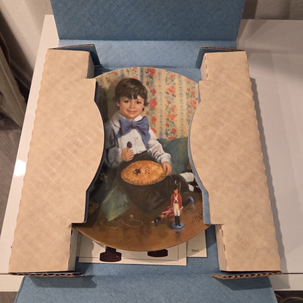 1982 Vintage Little Jack Horner Collector Plate Reco With Box And Certificate